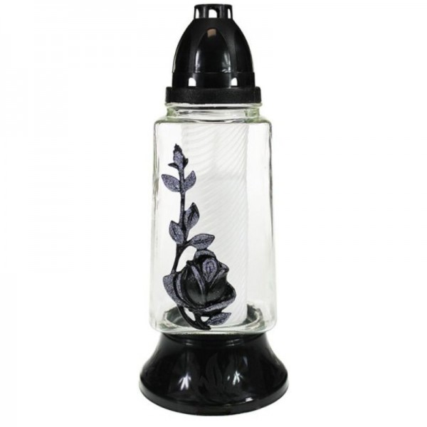 Steklena nagrobna sveča S-267 z vrtnico